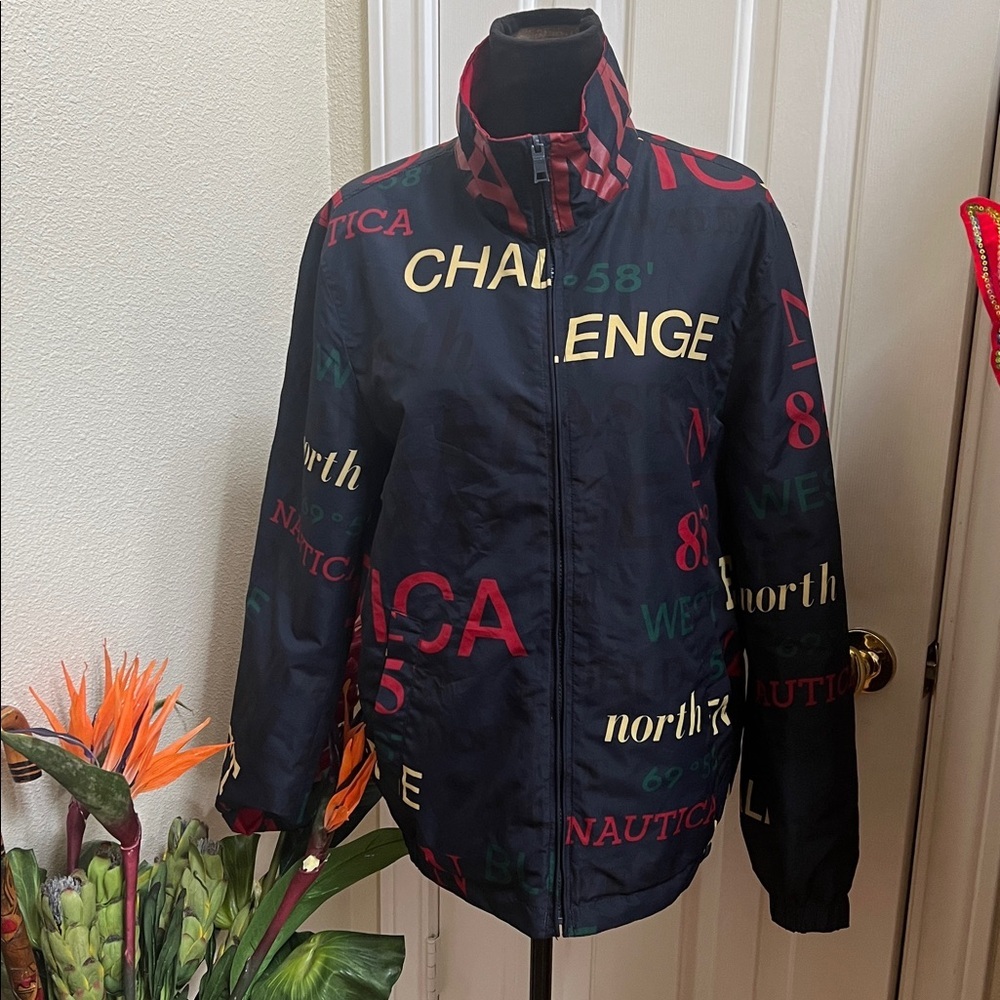 Nautica Blue Water Challenge Vintage 90’s Reversible Jacket Full Zip Size small